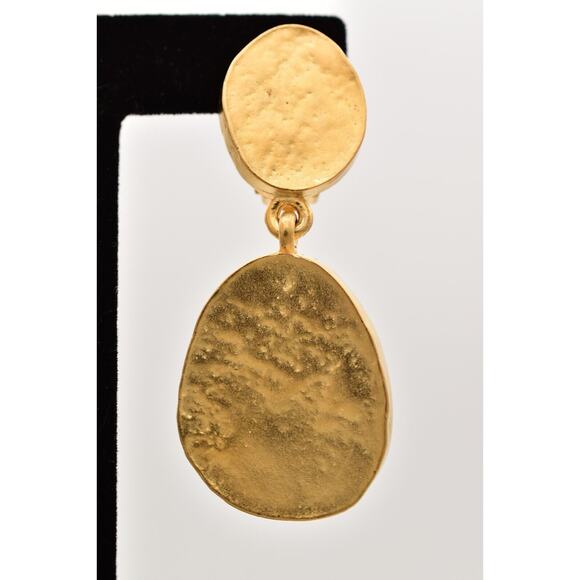 Fernando Originals Vintage Clip Earrings Dangle Brushed Gold Chunky NOS BinA18 - Picture 7 of 12